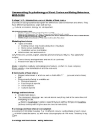 Samenvatting HNE30306 Psychobiology of Food Choice and Eating Behaviour