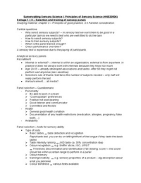Samenvatting HNE30506 Sensory Science I