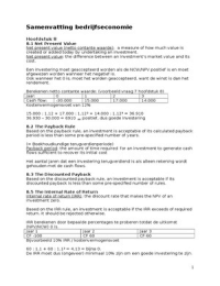 Samenvatting bedrijfseconomie hoofdstukken Hillier