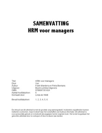 Samenvatting: HRM voor managers