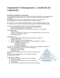 Individu en Organisatie (Organisatie & Management)
