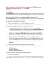 Samenvatting Handboek Risicomanagement ERMplus: een praktische toepassing van COSO ERM DRS. Urjan Claassen