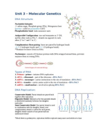 Molecular Genetics - Replication, Transcription, Translation