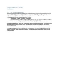 Samenvatting projectmanagement Verhaar
