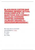 BLACK ROCK COFFEE BAR TRAINING NEWEST ACTUAL EXAM COMPLETE 110 QUESTIONS AND CORRECT DETAILED ANSWERS (VERIFIED ANSWERS) |ALREADY GRADED A+ |2024-2025|BRANDNEW!!