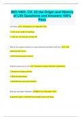 BIO-1402- CH. 22 the Origin and History of Life Questions and Answers 100%  Pass