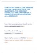 UA RIGGING FINAL EXAM NEWEST ACTUAL EXAM COMPLETE 150 QUESTIONS AND CORRECT DETAILED ANSWERS (VERIFIED ANSWERS) |ALREADY GRADED A+|| 2024-2025