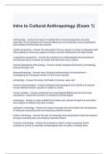 Intro to Cultural Anthropology (Exam 1) Questions and Answers