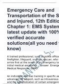 Emergency Care and Transportation of the Sick and Injured, 12th Edition - Chapter 1: EMS Systems latest update with 100% verified accurate solutions(all you need to know)