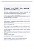 Chapters 1-4- EXAM 1 Anthropology Questions and Answers