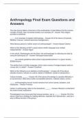 Anthropology Final Exam Questions and Answers