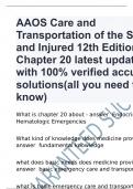 AAOS Care and Transportation of the Sick and Injured 12th Edition Chapter 20 latest update with 100% verified accurate solutions(all you need to know)