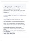Anthropology Exam 1 Study Guide 2024