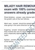 MILADY HAIR REMOVAL exam with 100% correct answers already graded A+