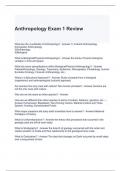 Anthropology Exam 1 Review 2024 Questions and Answers