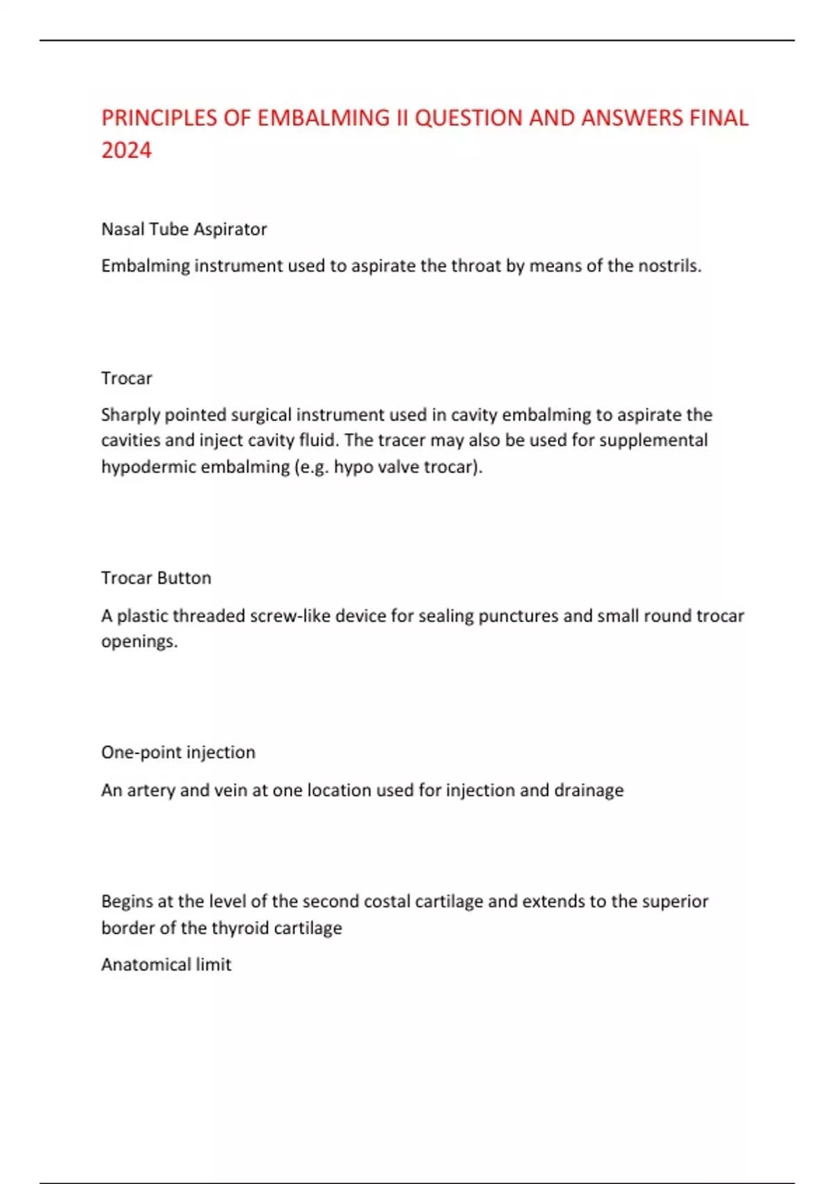 Embalming Instruments Worksheet PRINCIPLES OF EMBALMING II QUESTION AND ANSWERS FINAL 2024 - PRINCIPLES ...