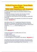 TCOLE Practice Exam: Texas Basic Peace Officer  TEEX 2024 Questions with Answers