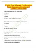 EPA 608 Type III Sample Test Questions Exam Elaboration |Question and  Answers| 100% Correct