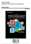 Test Bank: Wrightsman's Psychology and the Legal System, 9th Edition by Greene , Chapters 1-15, 9781337570879 | Rationals Included