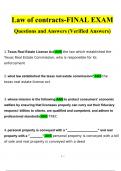 Law of contracts-FINAL EXAM 2024 Expected Questions and Answers (Verified by Expert)