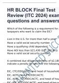 HR BLOCK Final Test Review (ITC 2024) exam questions and answers