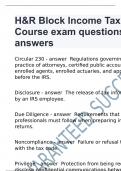 H&R Block Income Tax Course exam questions and answers