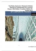 Fundamentals of Corporate Finance &ndash; 10th Canadian Edition by Stephen A&period; Ross&comma; Randolph W&period; Westerfield & Bradford D&period; Jordan &vert; Complete Test Bank & Solution Manual
