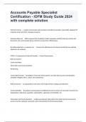 Accounts Payable Specialist Certification - IOFM Study Guide 2024 with complete solution
