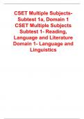 CSET Multiple Subjects-  Subtest 1a, Domain 1  CSET Multiple Subjects Subtest 1- Reading, Language and Literature Domain 1- Language and Linguistics