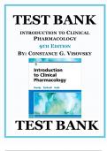TEST BANK INTRODUCTION TO CLINICAL PHARMACOLOGY 9TH EDITION BY: CONSTANCE G. VISOVSKY