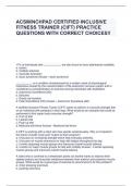 ACSM/NCHPAD CERTIFIED INCLUSIVE FITNESS TRAINER (CIFT) PRACTICE QUESTIONS WITH CORRECT CHOICES!!