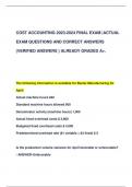 COST ACCOUNTING 2023-2024 FINAL EXAM |ACTUAL  EXAM QUESTIONS AND CORRECT ANSWERS  (VERIFIED ANSWERS ) ALREADY GRADED A+.