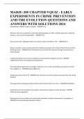 MADJU-205 CHAPTER 9 QUIZ - EARLY EXPERIMENTS IN CRIME PREVENTION AND THE EVOLUTION QUESTIONS AND ANSWERS WITH SOLUTIONS 2024