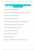 BIO 1710 UNT EXAM&num;1 Questions and Answers 2024