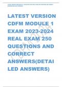 LATEST VERSION  CDFM MODULE 1  EXAM 2023-2024  REAL EXAM 250  QUESTIONS AND  CORRECT  ANSWERS&lpar;DETAI LED ANSWERS&rpar;