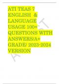 ATI TEAS 7  ENGLISH &  LANGUAGE  USAGE 100+  QUESTIONS WITH  ANSWERS/A+  GRADE/ 2023-2024  VERSION