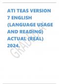 ATI TEAS VERSION  7 ENGLISH  (LANGUAGE USAGE  AND READING)  ACTUAL (REAL)  2024