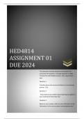 HED4814 ASSIGNMENT 1 DUE 2024. 100% Trustworthy and Reliable answers . for assistance whatsapp 0.7.2.5.3.5.1.7.6.4. This document includes questions and answers for assessment 01 Question 1 through Question 3. 100% Trustworthy and Reliable answers, with a