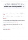 JP EXAM QUESTIONS WITH 100%  CORRECT ANSWERS { GRADED A+} 