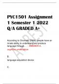 PYC1501 Assignment  1 Semester 1 2022  Q/A GRADED A+