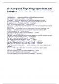 Anatomy and Physiology questions and answers