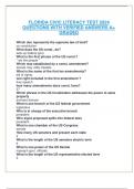 FLORIDA CIVIC LITERACY TEST 2024 QUESTIONS WITH VERIFIED ANSWERS A+ GRADED