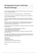 PA Appraisal License 16-20 Auto Physical Damage questions and answers  A&plus; score assured 2024&sol;2025 