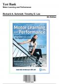 Test Bank: Motor Learning and Performance, 6th Edition by Lee - Chapters 1-11, 9781492574682 | Rationals Included