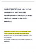 NCLEX PREDICTOR EXAM &vert; 2024 ACTUAL  COMPLETE 150 QUESTIONS AND  CORRECT DETAILED ANSWERS &lpar;VERIFIED  ANSWERS &rpar; ALREADY GRADED A&plus; NEWEST&excl;&excl;&excl;&excl;