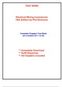 Test Bank for Electrical Wiring Commercial, 18th Edition Simmons (All Chapters included)