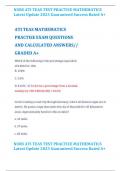 ATI TEAS MATHEMATICS PRACTISE EXAM QUESTIONS AND CALCULATED ANSWERS 