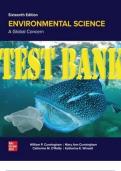Environmental Science: A Global Concern 16th Editin William Cunningham TEST BANK