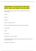 INSURANCE ADJUSTER EXAM 2024 WITH 100% ACCURATE SOLUTIONS