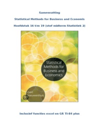 Statistiek 2 - Hoofdstuk 16 t/m 19 - Statistical Methods for Business and Economics
